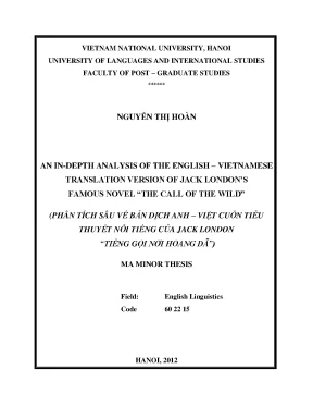 Luận văn thạc sĩ an in depth analysis of the english vietnamese translation version of jack londons famous novel the call of the wild m a thesis linguistics