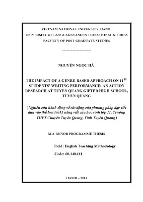 Luận văn thạc sĩ the impact of a genre based approach on 11th students writing performance an action research at tuyen quang gifted high school tuyen quang