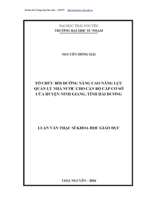 Luận văn thạc sĩ tổ chức bồi dưỡng nâng cao năng lực quản lý nhà nước cho cán bộ cấp cơ sở của huyện ninh giang tỉnh hải dương