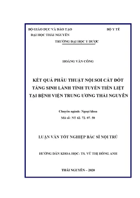Luận văn thạc sĩ kết quả phẫu thuật nội soi cắt đốt tăng sinh lành tính tuyến tiền liệt tại bệnh viện trung ương thái nguyên