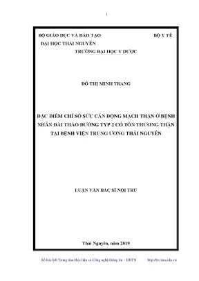 Luận văn thạc sĩ đặc điểm chỉ số sức cản động mạch thận ở bệnh nhân đái tháo đường typ 2 có tổn thương thận tại bệnh viện trung ương thái nguyên